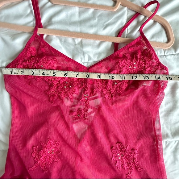 Vintage Victoria’s Secret Mesh Embroidered Babydoll Slip Women’s S Y2K Pink - Picture 11 of 13